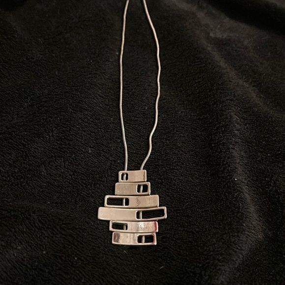 80s Vintage Slider Necklace Geometric Shapes Slide up and down on Chain 9.5 inch - Picture 3 of 6